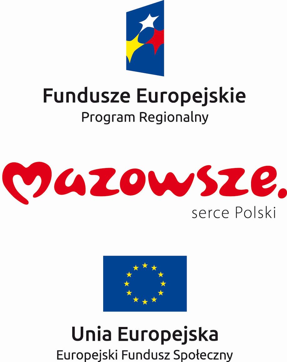 logo: Fundusze Europejskie, Mazowsze, Unia Europejska